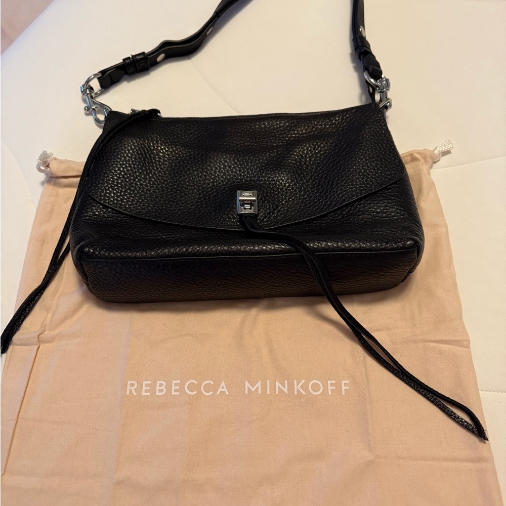 Rebecca Minkoff Textured Leather Black Shoulder Bag, Crossbody and Clutch